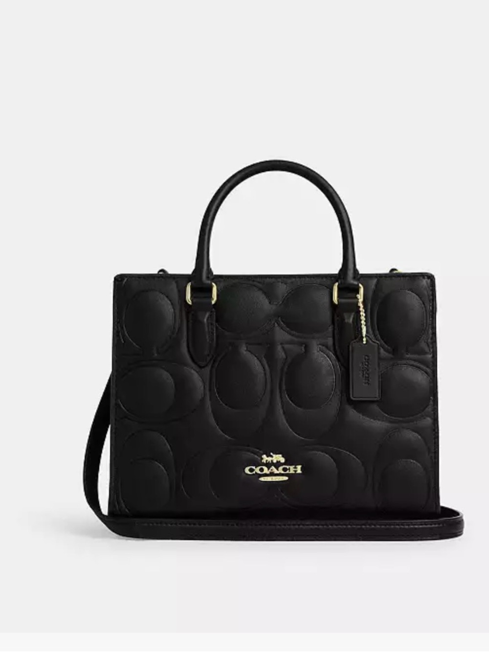 Coach Black Quilted Signature Satchel with Gold Hardware NWT